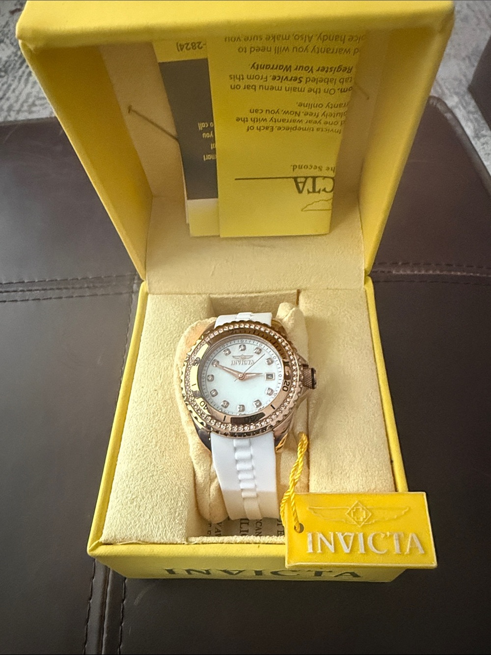 Invicta Women’s White Silicone Strap Watch with Rose Gold Accents